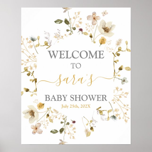 Wildflower Spring Baby Shower Girl Welcome sign (Front)