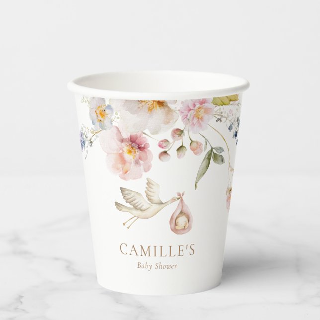 Wildflower Spring Baby Shower Paper Cups (Front)