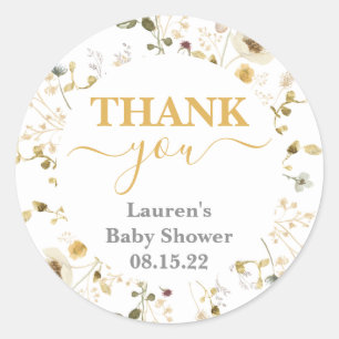 Wildflower Spring Baby Shower Round Sticker