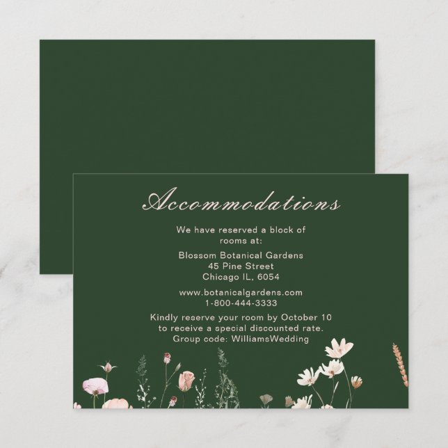 Wildflower Spring Blush Pink Floral Wedding Enclosure Card (Front/Back)