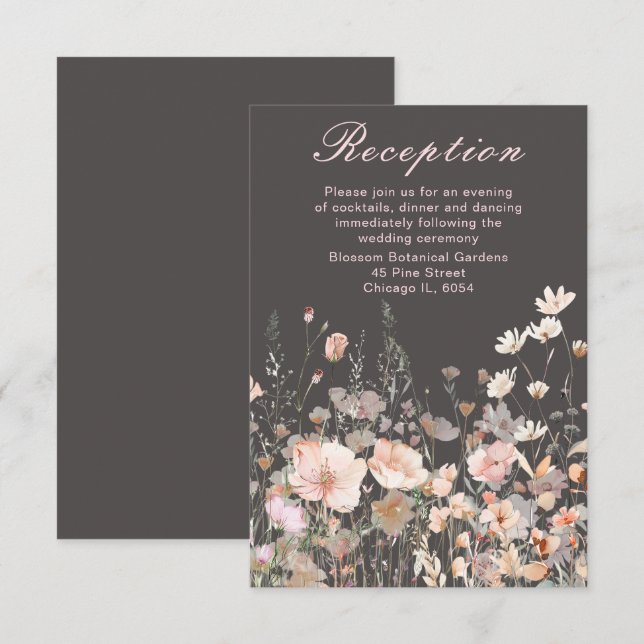 Wildflower Spring Blush Pink Floral Wedding Enclosure Card (Front/Back)