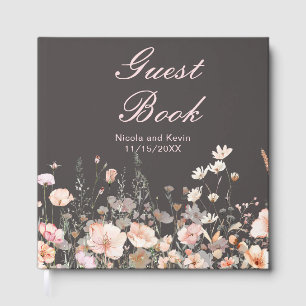 Wildflower Spring Blush Pink Floral Wedding Guest Book