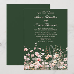 Wildflower Spring Blush Pink Floral Wedding Invitation