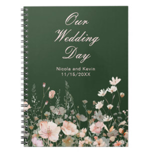 Wildflower Spring Blush Pink Floral Wedding Notebook