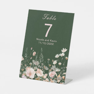 Wildflower Spring Blush Pink Floral Wedding Pedestal Sign