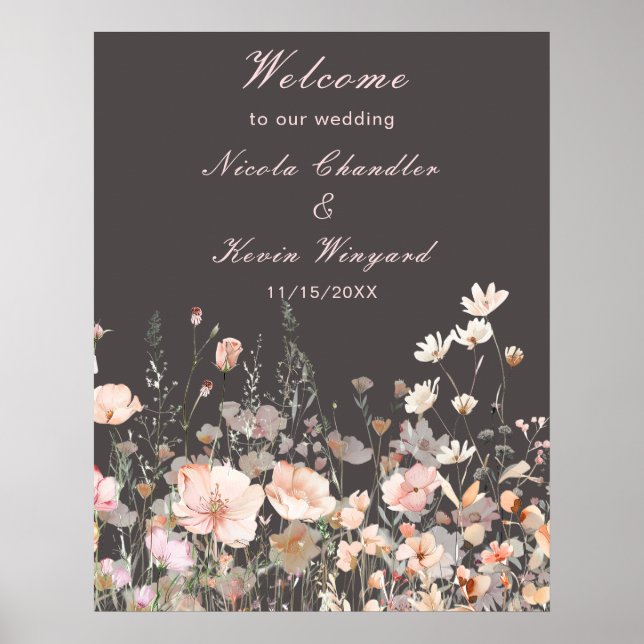 Wildflower Spring Blush Pink Floral Wedding Poster (Front)