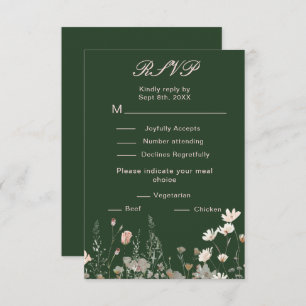 Wildflower Spring Blush Pink Floral Wedding RSVP Card