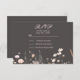 Wildflower Spring Blush Pink Floral Wedding RSVP Card