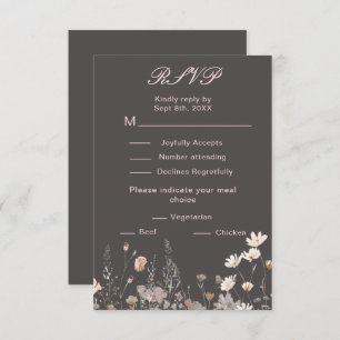 Wildflower Spring Blush Pink Floral Wedding RSVP Card