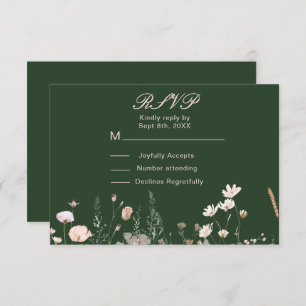 Wildflower Spring Blush Pink Floral Wedding RSVP Card