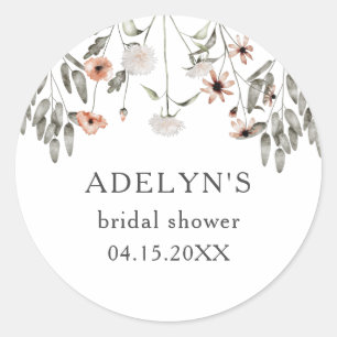 Wildflower Spring Bridal Shower Classic Round Sticker