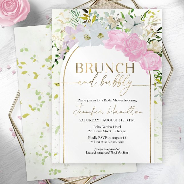 Wildflower Spring Brunch and Bubbly Bridal Shower Invitation (Creator Uploaded)