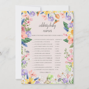 Wildflower Spring Celebrity Baby Names Game Card