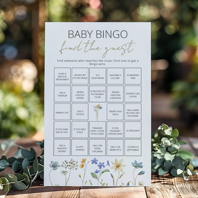 Wildflower Spring Floral Baby Bingo Find the guest (Creator Uploaded)