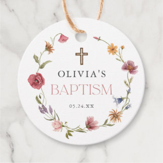 Wildflower Spring Floral Girl Baptism Party Favour Tags