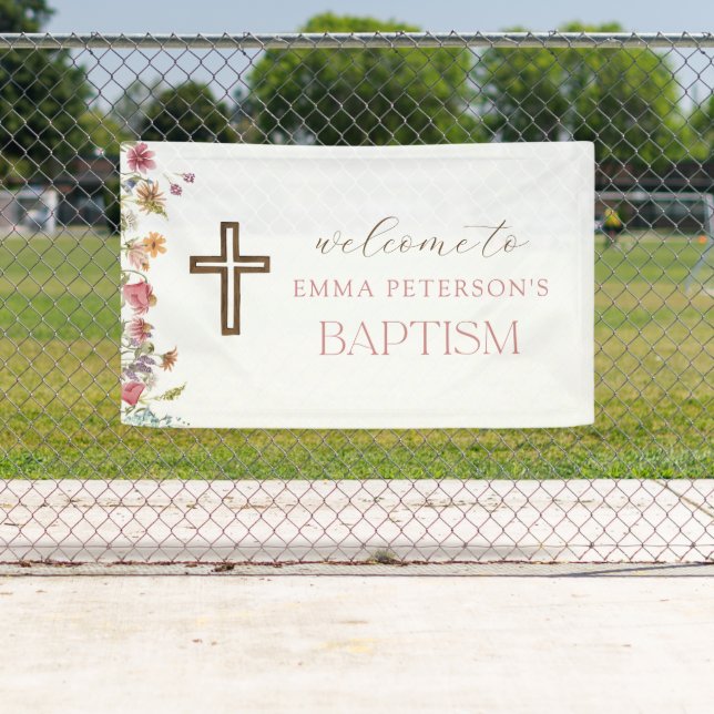 Wildflower Spring Floral Girl Baptism Welcome Banner (Insitu)