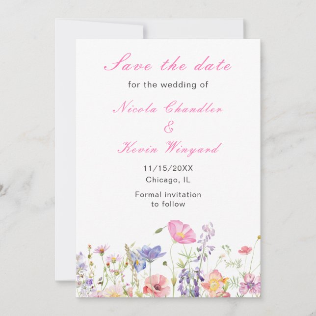 Wildflower Spring Floral  Save The Date (Front)