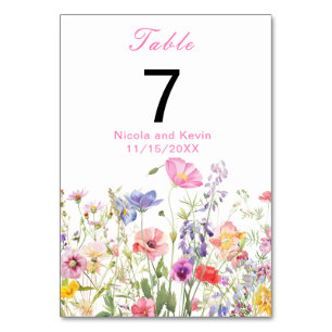 Wildflower Spring Floral Table Table Number