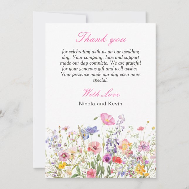 Wildflower Spring Floral Thank You Card (Front)