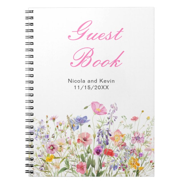 Wildflower Spring Floral Wedding Guest Book (Front)
