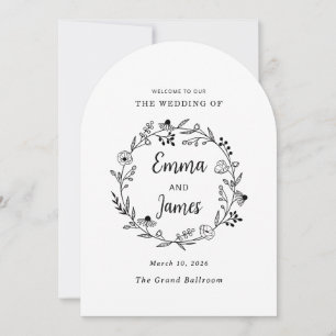 Wildflower Spring floral Wreath minimalist Invitation