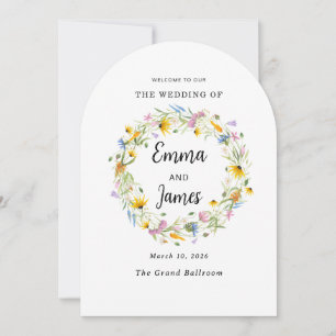 Wildflower Spring floral Wreath minimalist Invitation