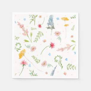Wildflower Spring Garden Pink Floral Watercolor Napkin