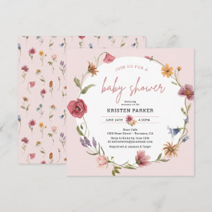 Wildflower Spring Girl Baby Shower Invitation