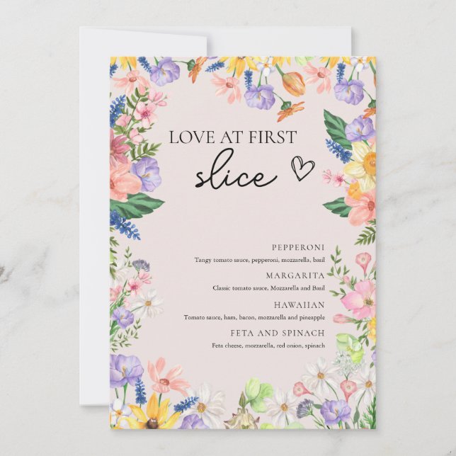 Wildflower Spring Love at First Slice Pizza Card (Front)