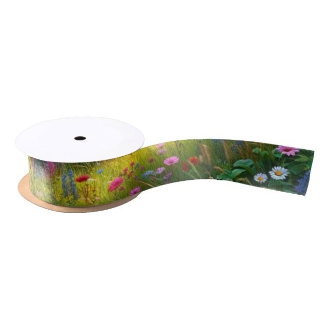 Wildflower Spring Meadow  Craft Ribbon Satin Ribbon (Spool)