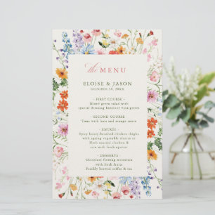 Wildflower Spring Meadow Garden Boho Wedding menu