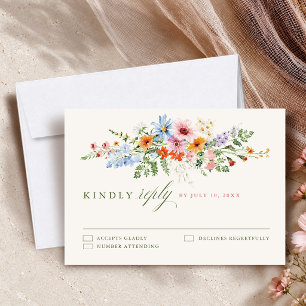 Wildflower Spring Meadow Garden Photo Wedding Boho RSVP Card
