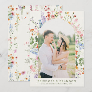 Wildflower Spring Meadow Garden Photo Wedding Invitation