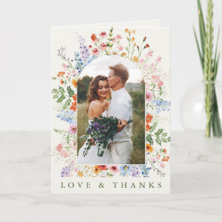 Wildflower Spring Meadow Garden Photo Wedding Thank You Card