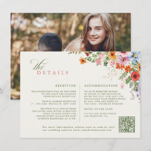 Wildflower Spring Meadow Garden QR code Wedding Enclosure Card