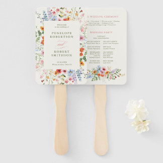Wildflower Spring Meadow Garden Rustic Wedding Hand Fan