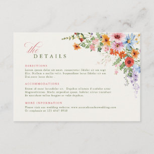 Wildflower Spring Meadow Garden Wedding Details Enclosure Card