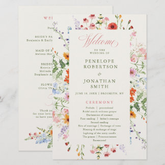 Wildflower Spring Meadow Garden Wedding Program