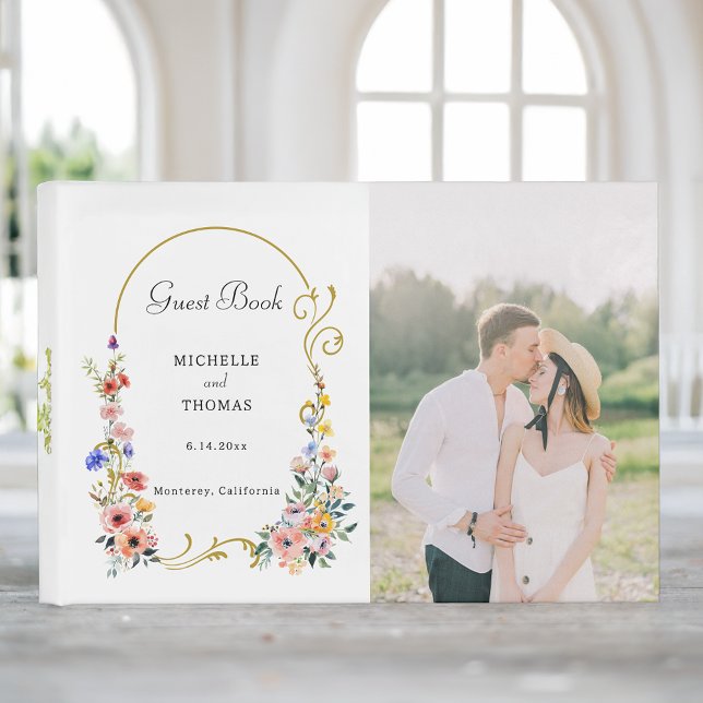 Wildflower Spring Summer Arch Wedding Photo Guest Book (Creator Uploaded)