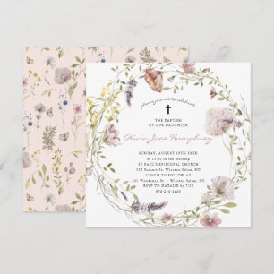 Wildflower Spring Summer Floral Baptism Invitation