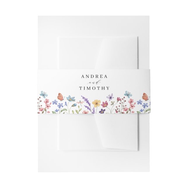 Wildflower Spring Summer Floral Wedding Invitation Belly Band (Front Example)