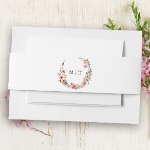 Wildflower Spring Summer Wedding Monogram Invitation Belly Band