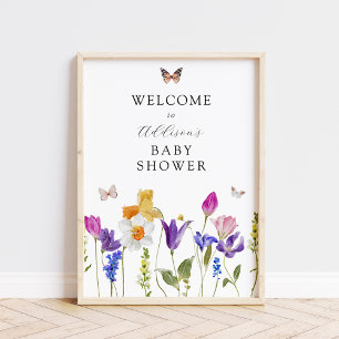 Wildflower Spring Time Baby Shower Welcome Sign