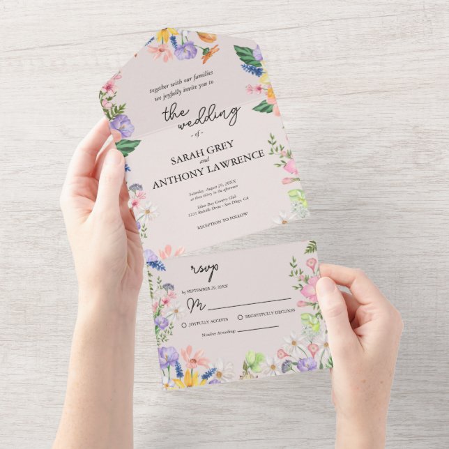 Wildflower Spring Wedding All In One Invitation (Tearaway)