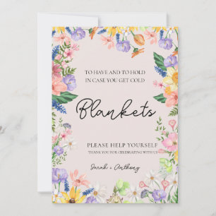 Wildflower Spring Wedding Blanket Sign Card 