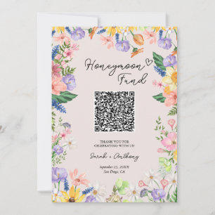Wildflower Spring Wedding Honeymoon Fund Sign Card