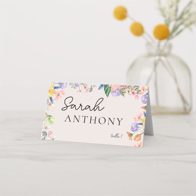 Wildflower Spring Wedding Place Card (Front)