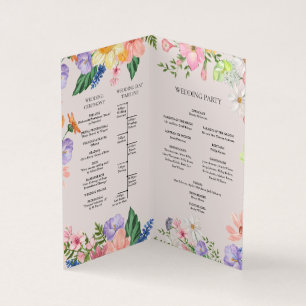 Wildflower Spring Wedding Program Card