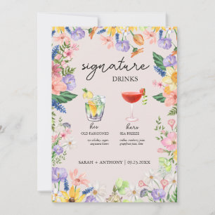 Wildflower Spring Wedding Signature Drink Sign Invitation
