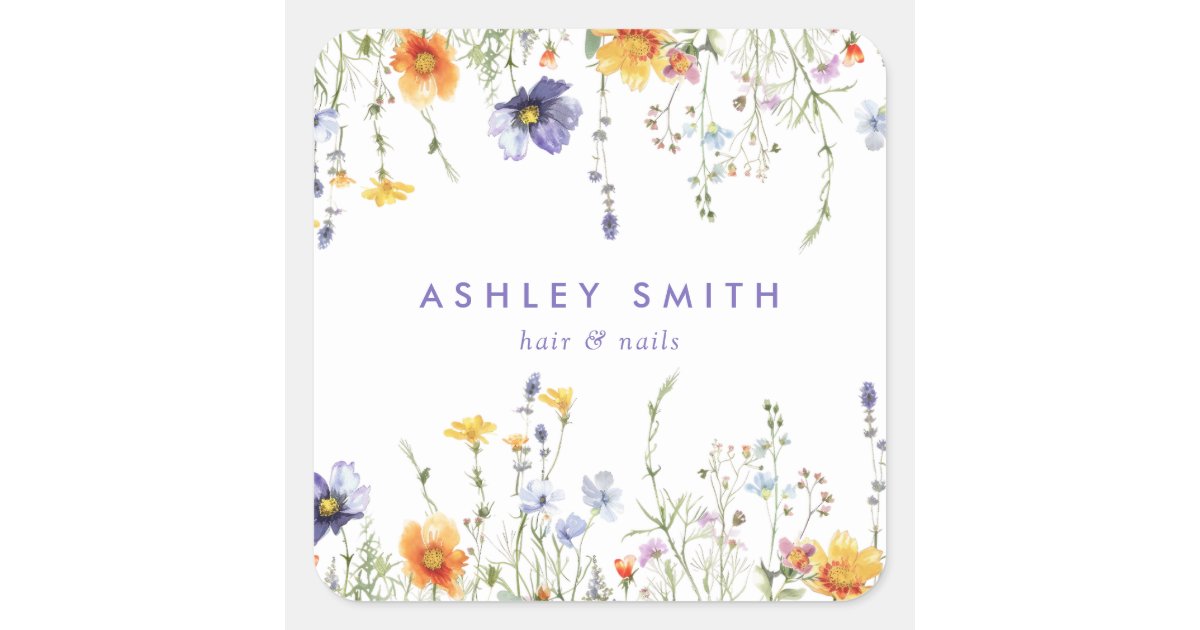 Wildflower Square Sticker | Zazzle